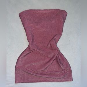 Sparkly pink mini strapless dress